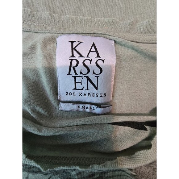 Zoe Karssen Green Native American Graphic Tee Feather Print Short Sleeves S - Picture 3 of 7